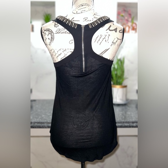 Express - black racer back top with silver beaded detailing - Picture 2 of 4